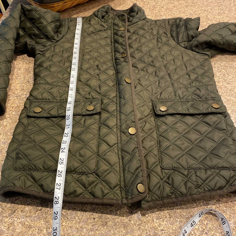 Lucky Brand Army Green Quilted Jacket Medium Full Zip Snap Coat - Picture 6 of 16